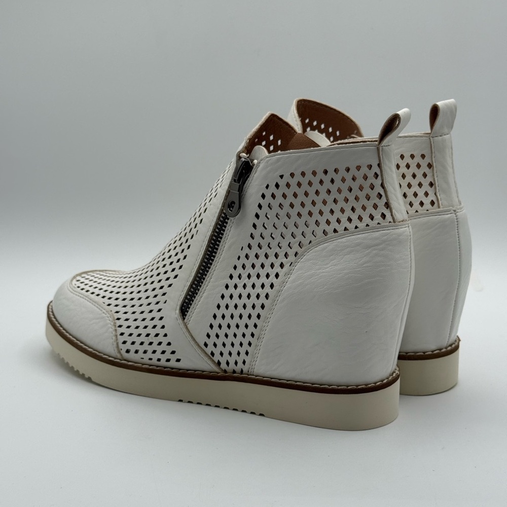 Mi.iM White Perforated Wedge Sneaker Booties – Hidden Heel Zip-Up Casual Chic - Picture 11 of 17